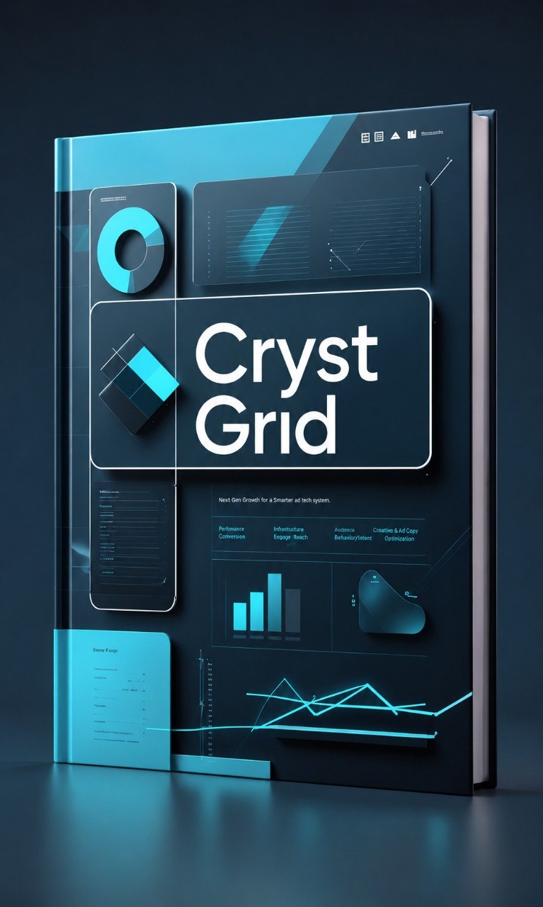 Book or notebook with 'Cryst Grid' branding on a dark background