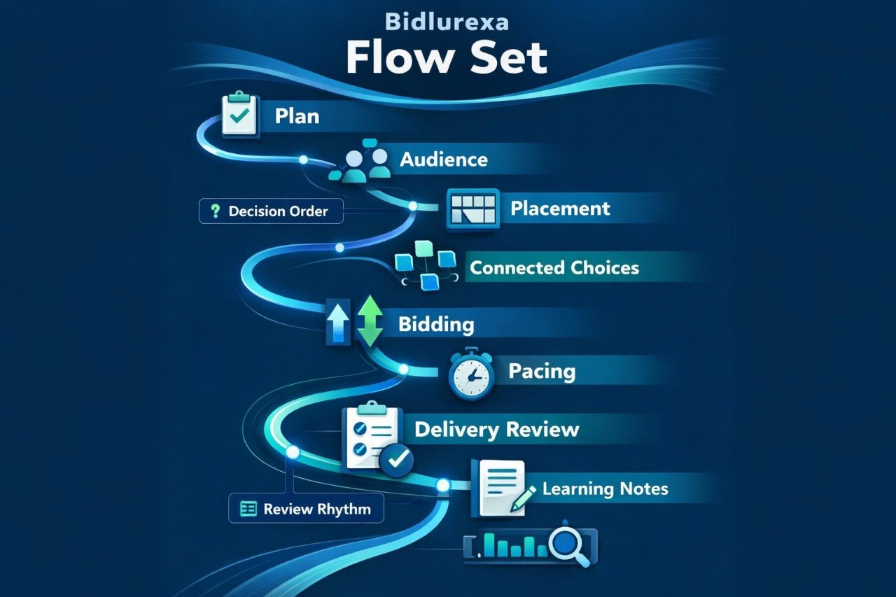 Diagram of Bidlurexa Flow Set process on a blue background