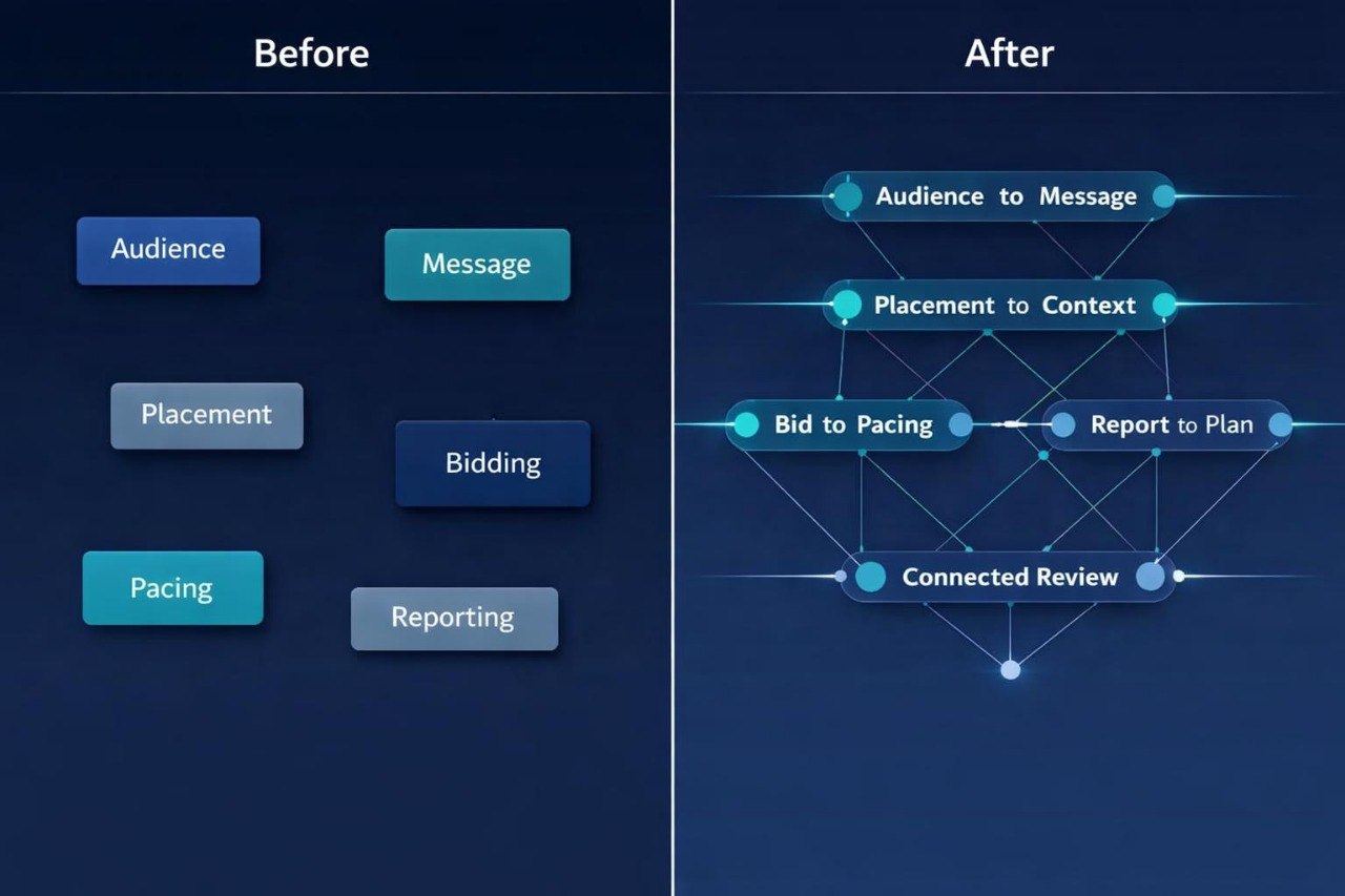 Comparison of 'Before' and 'After' diagrams on a blue background