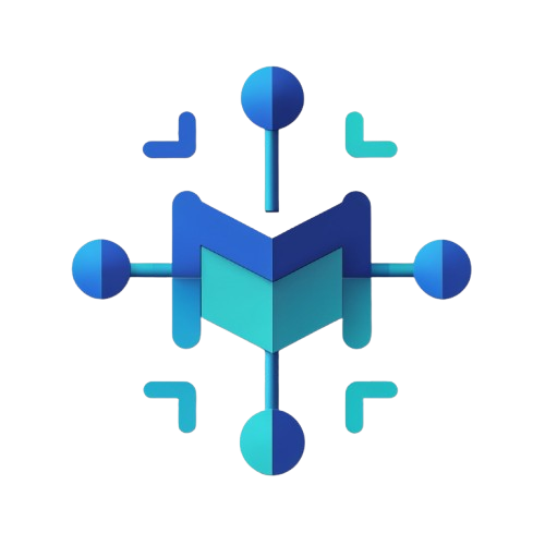 Blue and green geometric logo on a white background