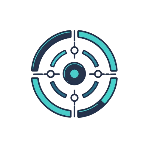 Geometric design with concentric circles in blue and black on a white background