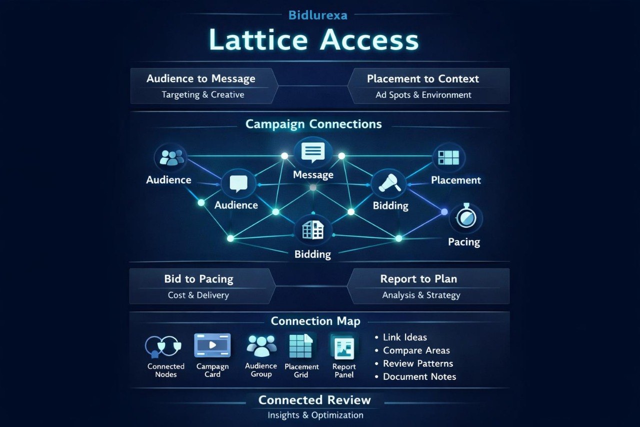 Diagram of Bidurexa Lattice Access system with network connections on a dark background