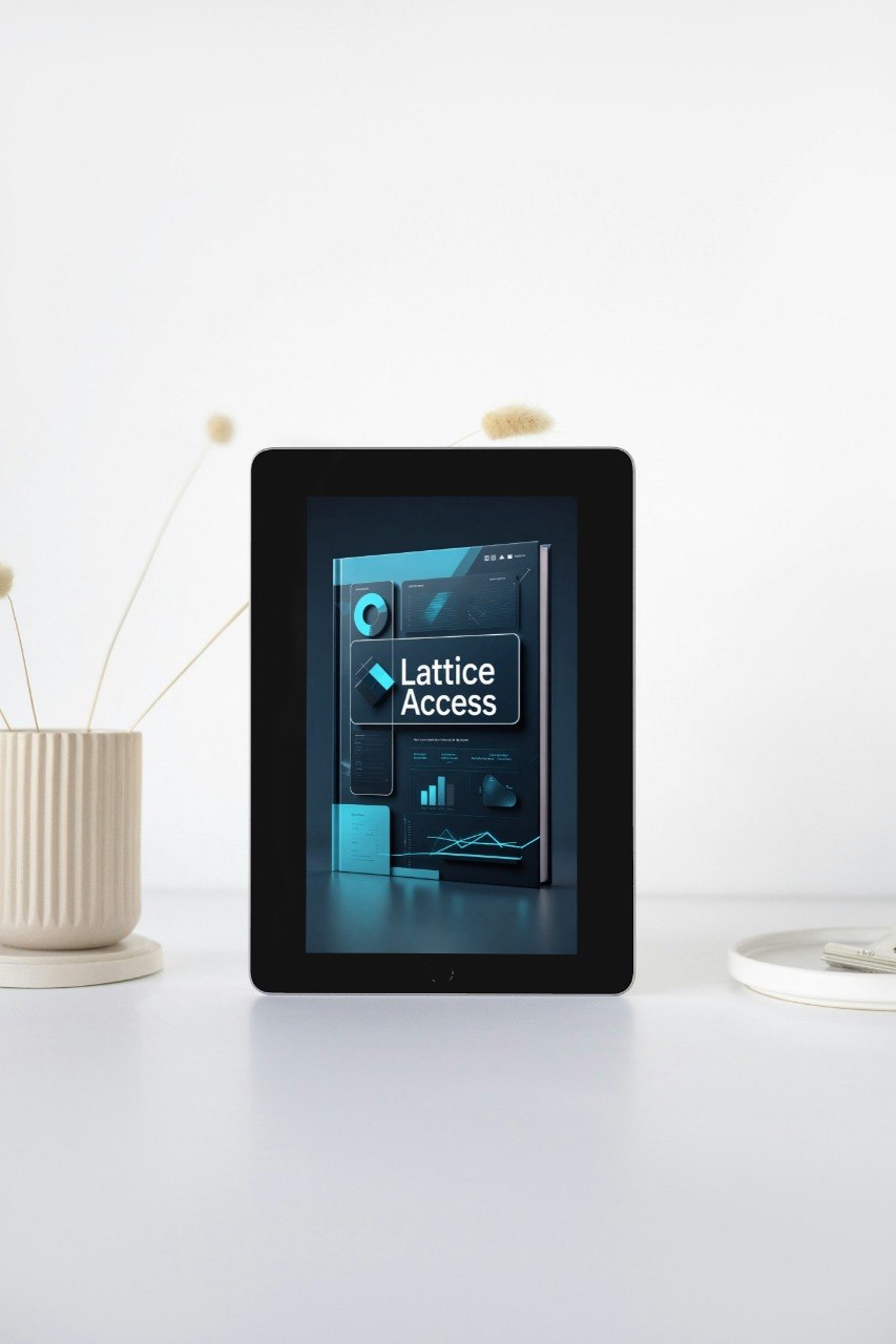 Digital display with 'Lattice Access' on a white surface