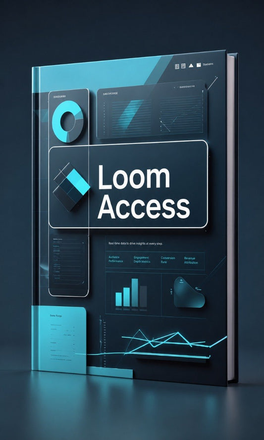 Futuristic book cover with 'Loom Access' branding on a dark background