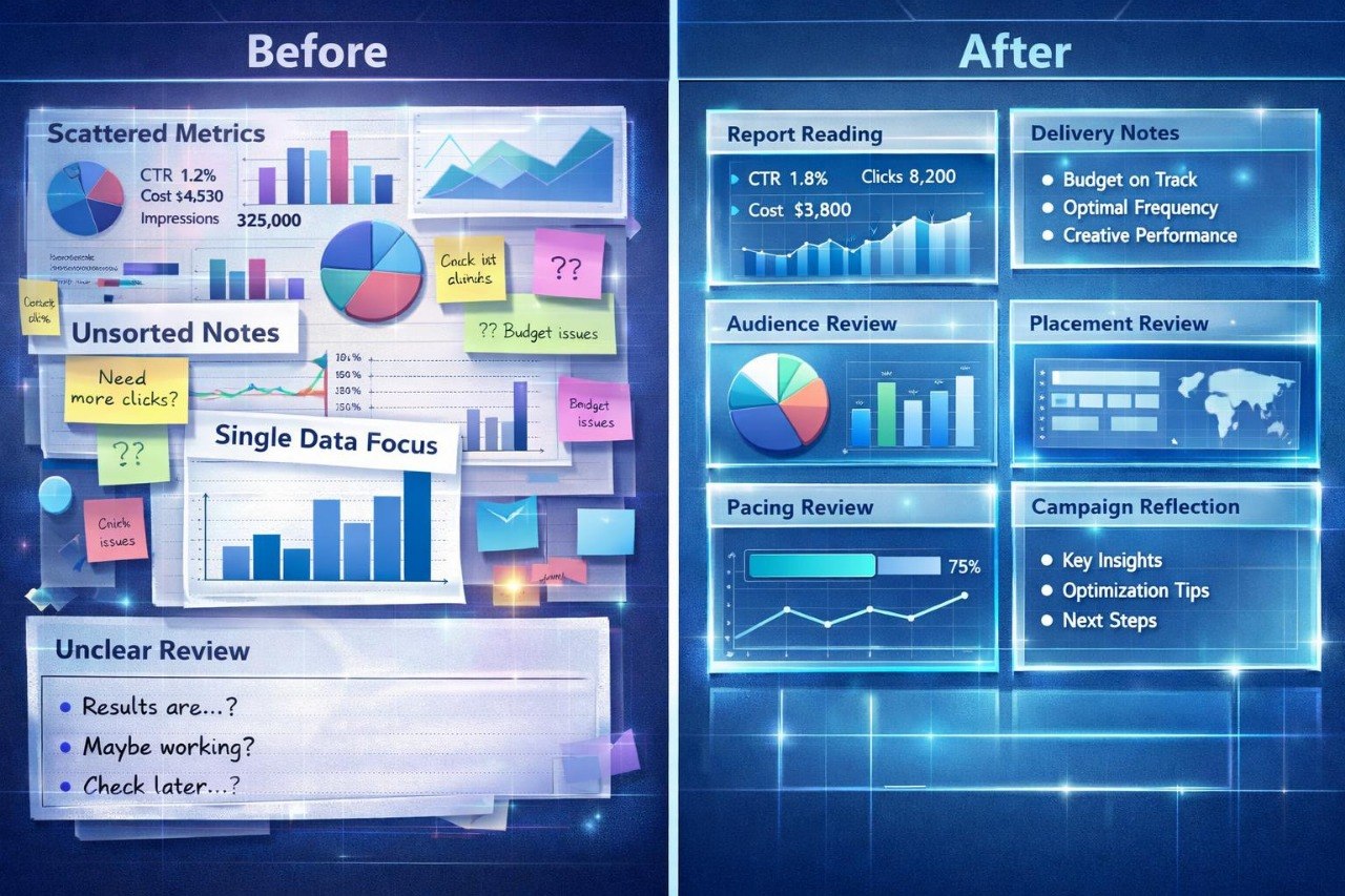 Comparison of a cluttered dashboard labeled 'Before' with a more organized dashboard labeled 'After'.